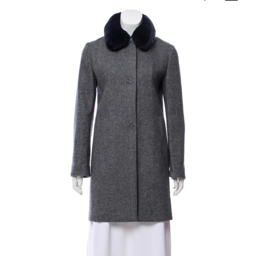 Amina Rubinacci Wool Coat with Fur Collar